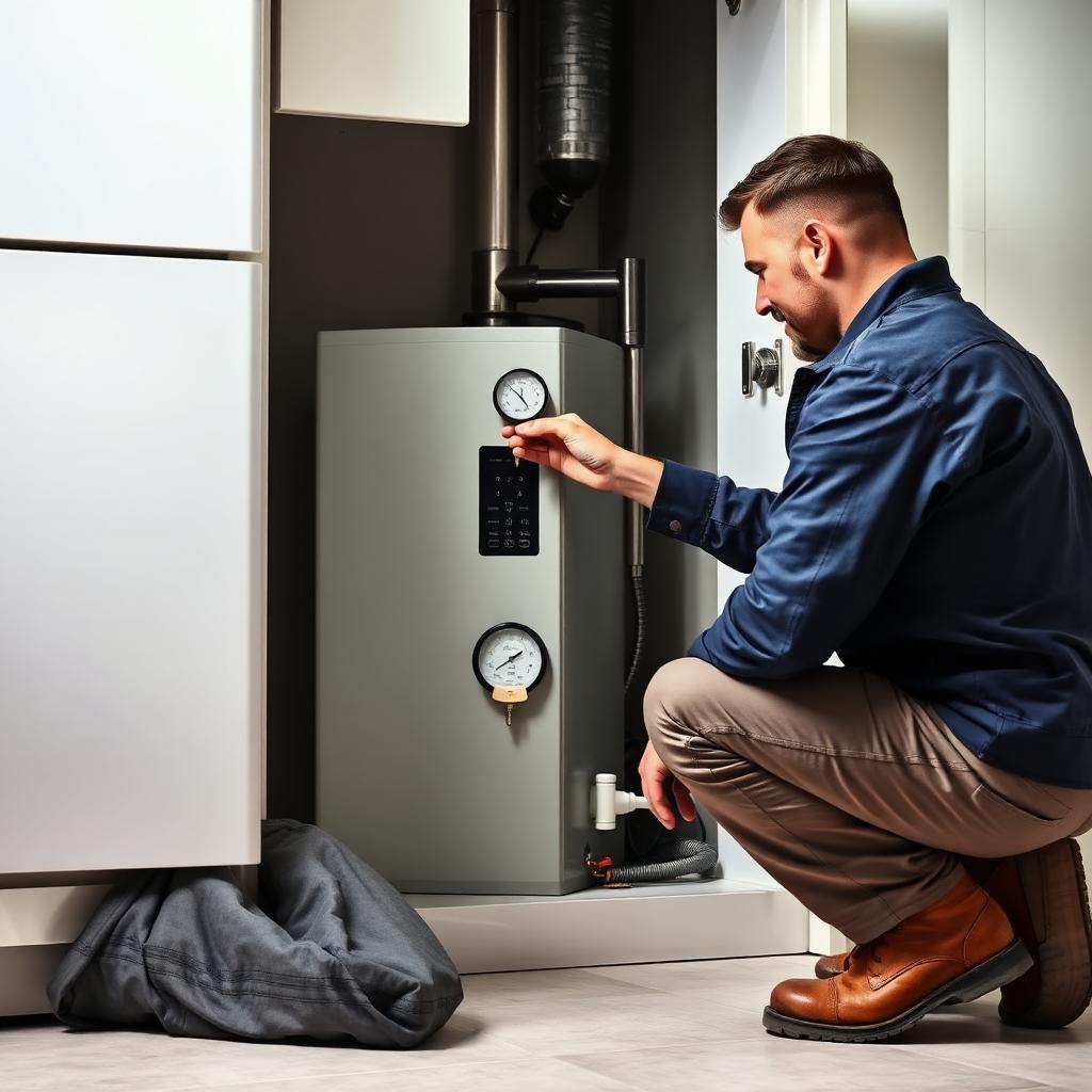 Engineer carrying out a boiler service